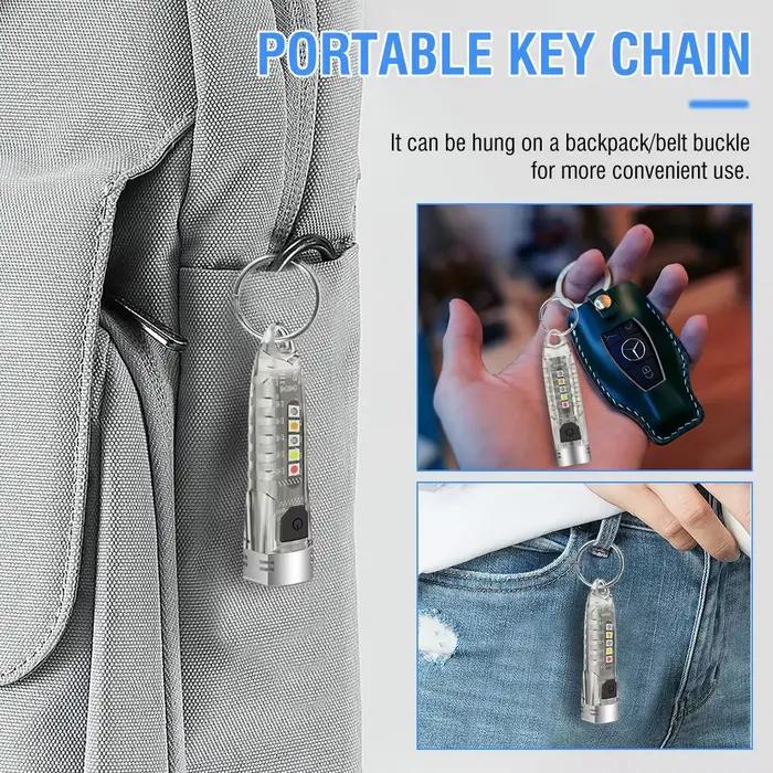 BORUiT V1 400LM UV porte-clés lampe de poche LED EDC Rechargeable étanche Fluorescent lampe de trava