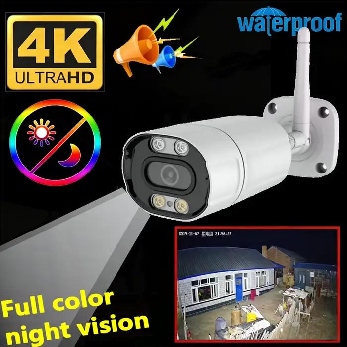 Caméra de surveillance extérieure IP WiFi 4K 8MP 5MP 1080P, dispositif de sécurité sans fil, avec vi