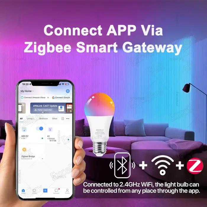 Ewelink Zigbee ampoule LED intelligente E27 lampes LED RGB + WW + CW 18W 15W ampoule fonctionne avec