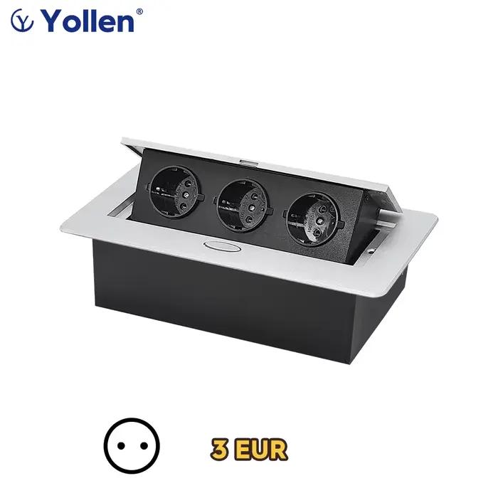 Prise de table de type GNE, prise électrique 3 voies, alimentation électrique modulaire, 3 prises do
