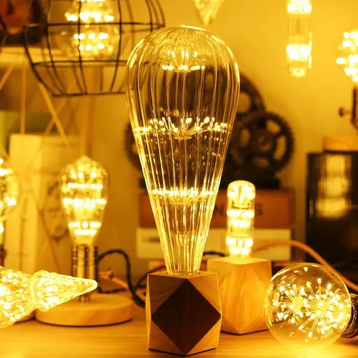 TIANFAN Vintage Led Ampoule enquêter d'Artifice Étoilé Edison Ampoule 3W AC85-265V inda Verre Transp