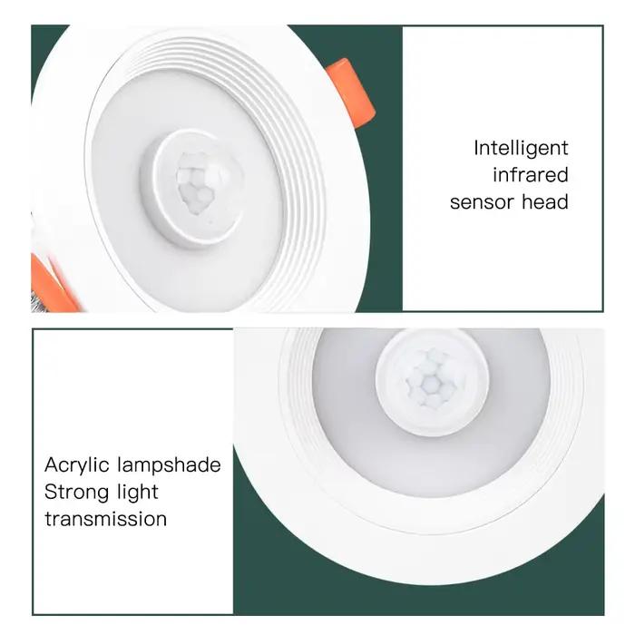LED Downlights PIR capteur de mouvement vers le bas lumière 5W 10W 15W 20W encastré plafonnier blanc