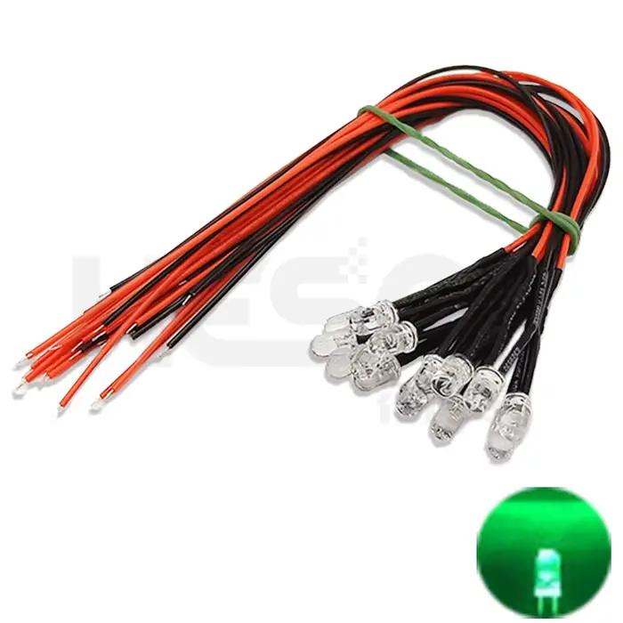 10 pièces 5mm LED 5-12V 20cm pré-câblé blanc rouge vert bleu jaune UV RGB Diode lampe décoration Dio