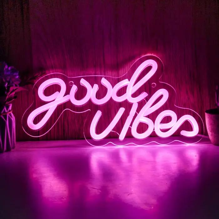Chi-buy LED néon bonnes vibrations USB alimenté enseignes au néon veilleuse 3D mur Art & salle de je