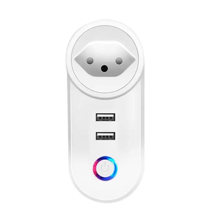 Prise intelligente WiFi avec 2 ports USB, application Tuya Smart Life, commande vocale à distance, A