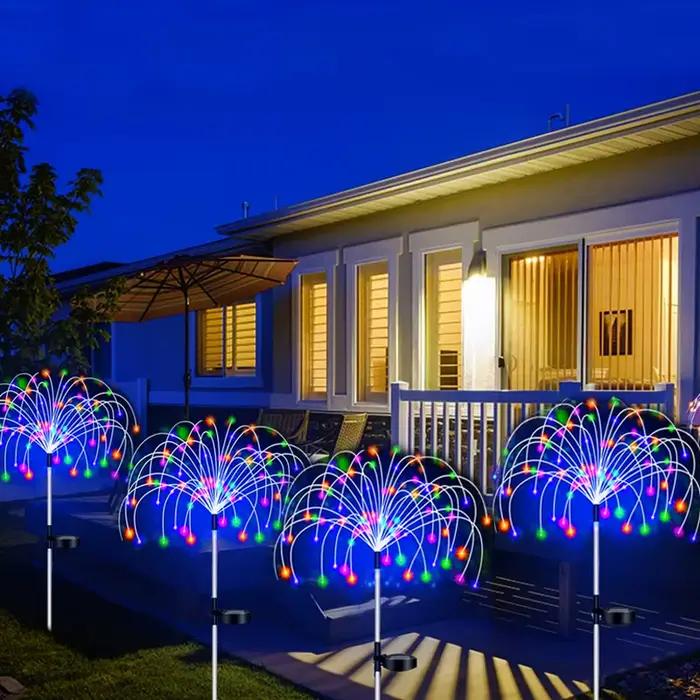 Solaire LED voie lumières extérieur étanche jardin décor feu d'artifice fée solaire pelouse lampe po