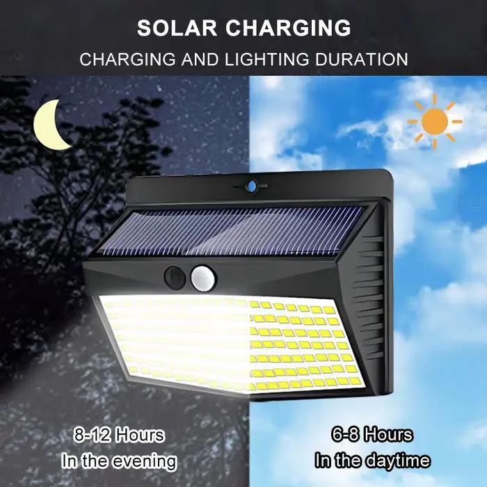 138 LED lumière solaire extérieure 4 pièces lampe murale solaire capteur de corps humain 3 Mode étan