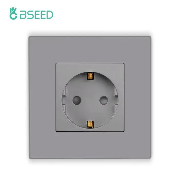BSEED EU prises murales prises de courant simples gris Double cadre prises panneau en plastique Trip
