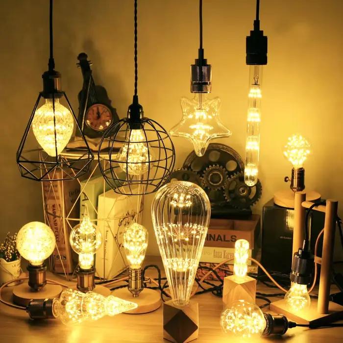 TIANFAN Vintage Led Ampoule enquêter d'Artifice Étoilé Edison Ampoule 3W AC85-265V inda Verre Transp