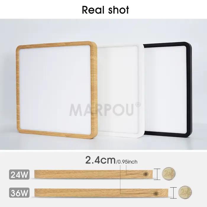 MARPOU 2.4 cm Ultra mince LED plafonnier carré Grain de bois plafonniers pour salon 220 V 110 V LED
