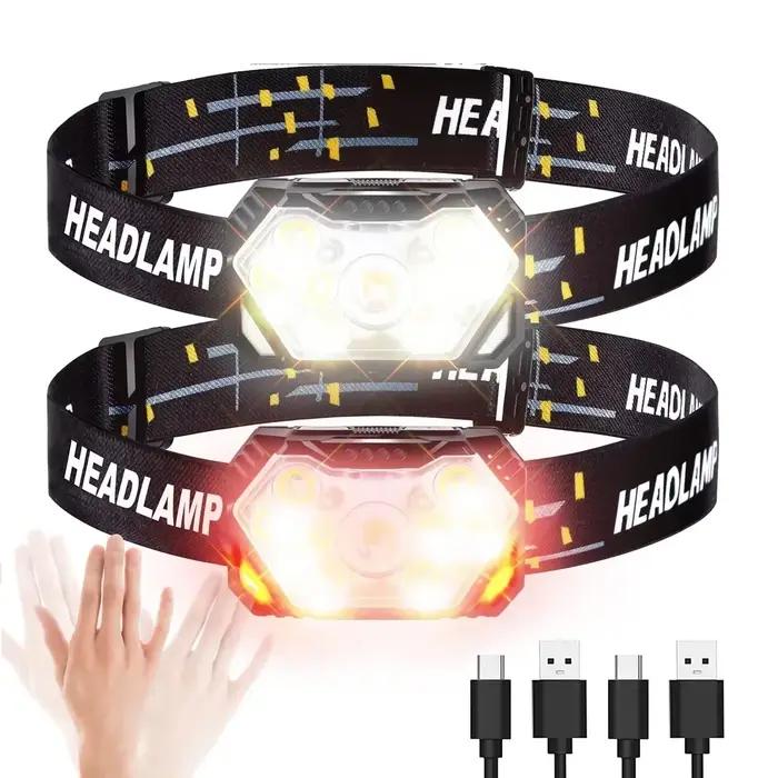9 LED lampe frontale forte USB rechargeable capteur de mouvement phare Portable pêche Camping lampe