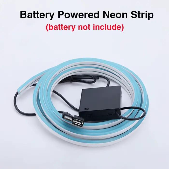 Bande néon alimentée par batterie IP65 étanche néon chaîne lampe rouge bleu rose blanc glace bleu 28
