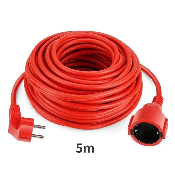 Rallonge de multiprise 5/10/20m, câble 16A, prises ue 4000w, Schuko électrique 1.0mm, rouge, intérie