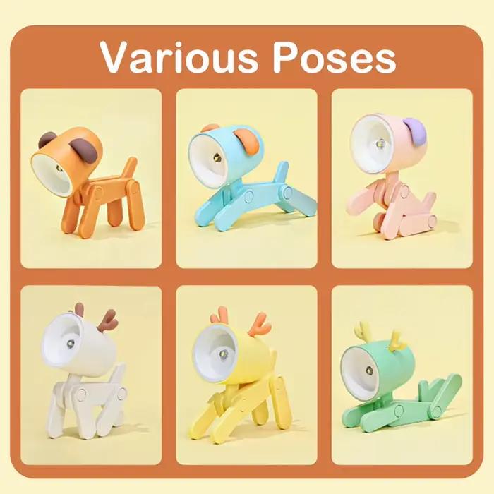 Mini veilleuses Led pliante lampe de bureau dessin animé mignon chien de compagnie cerf forme veille