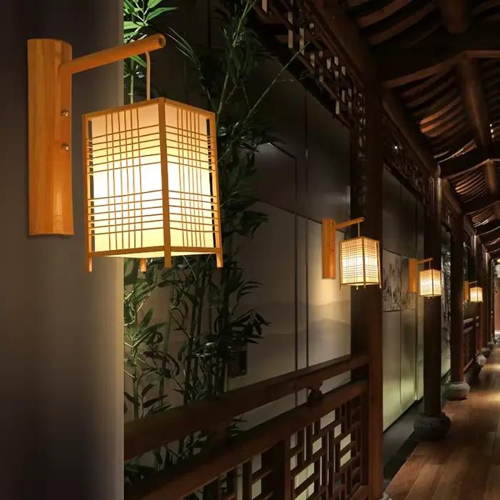 Nouvelles lampes murales en bambou, lampes d'art en bambou chinois, style japonais B & B, salon de t