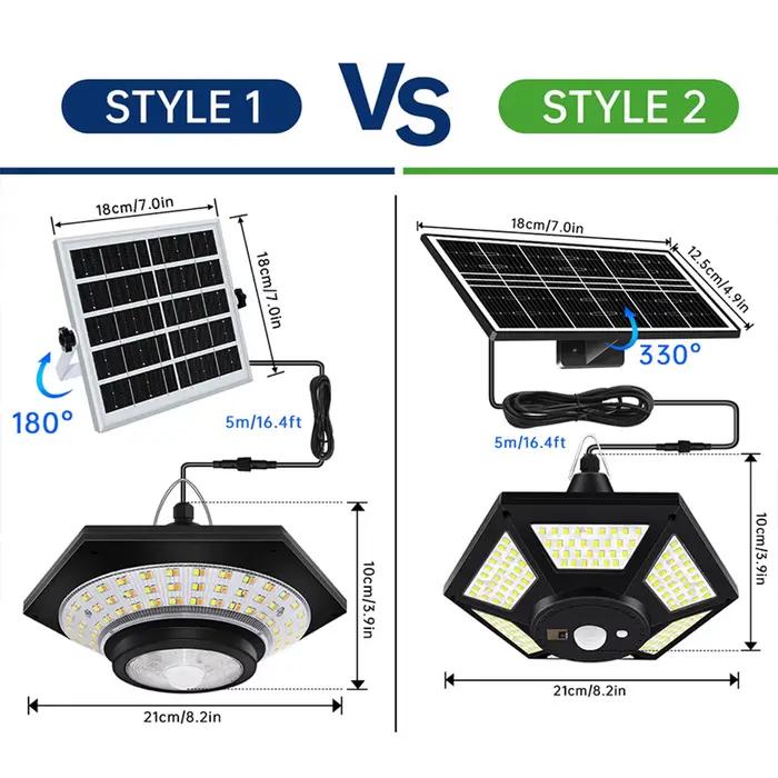 Lampes suspendues solaires d'intérieur et d'extérieur avec télécommande 180led, capteur de mouvement