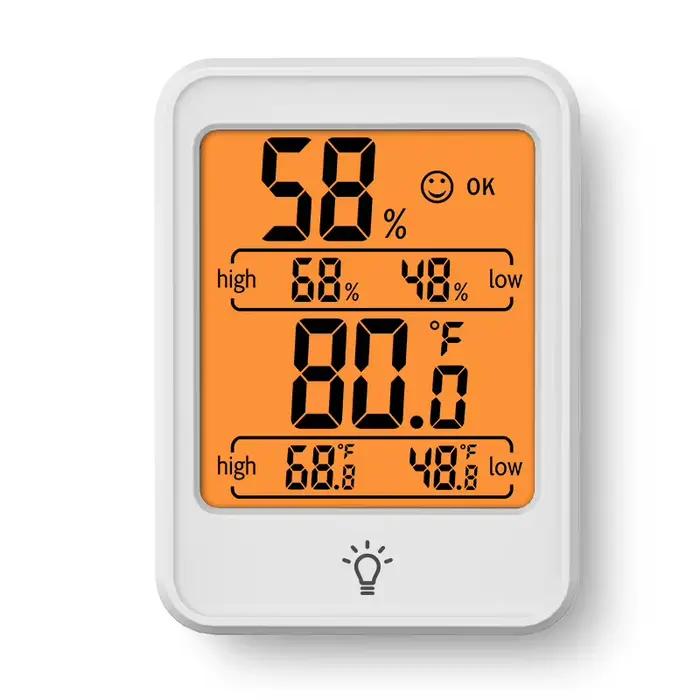 Thermomètre et hygromètre électroniques d'intérieur avec écran rétroéclairé pour chambre et espace d