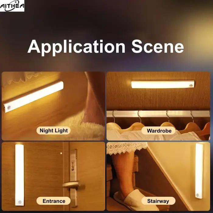 Lampe LED à détecteur de mouvement AITHEA PIR, rechargeable par USB, lumière de nuit à induction, la