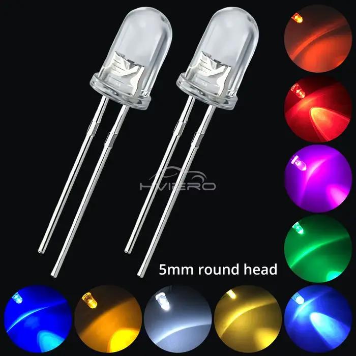 1000 pièces F5 5mm rond blanc rouge vert bleu jaune eau claire Led Super lumineux Ligte Diodes élect