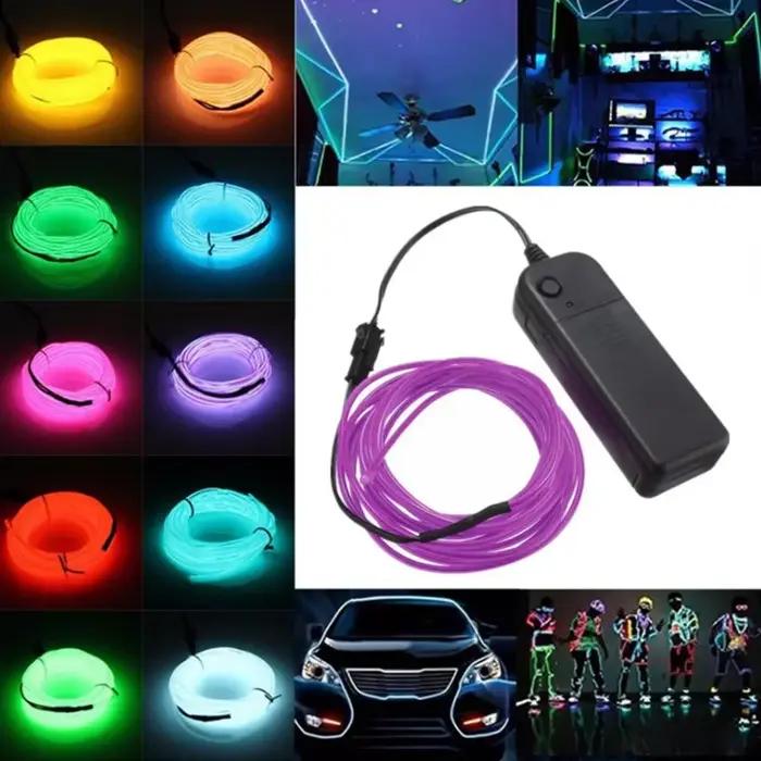 3V 5V 12V 2M/3M/5M néon danse fête décor lumière néon lampe à LED Flexible EL fil corde Tube LED éta