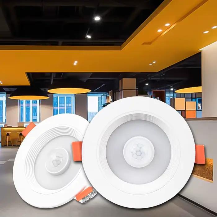 LED Downlights PIR capteur de mouvement vers le bas lumière 5W 10W 15W 20W encastré plafonnier blanc