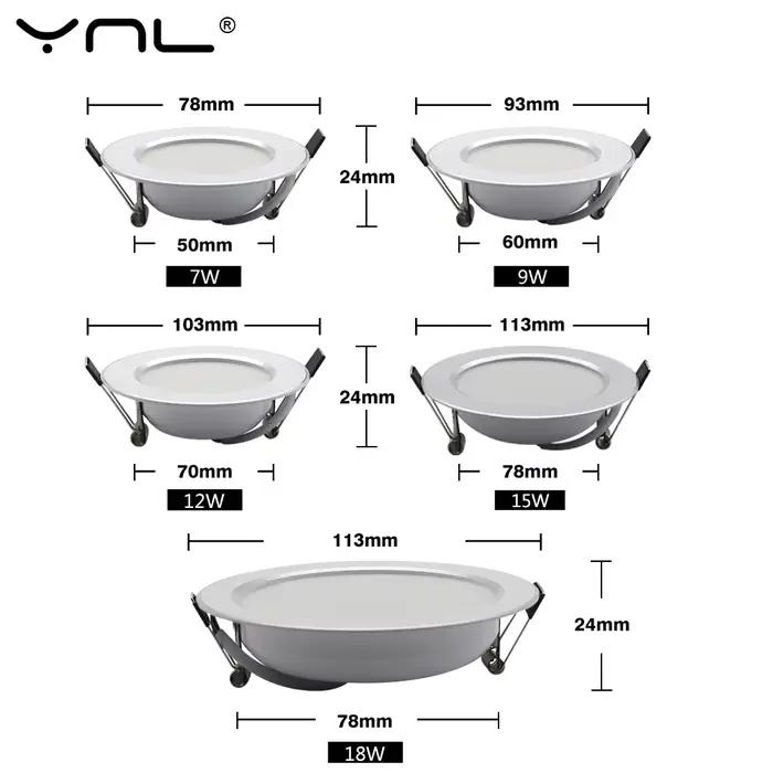 7W 9W 12W 15W 18W Spot LED Downlight AC 220V 240V étanche blanc chaud blanc froid cuisine ronde lamp