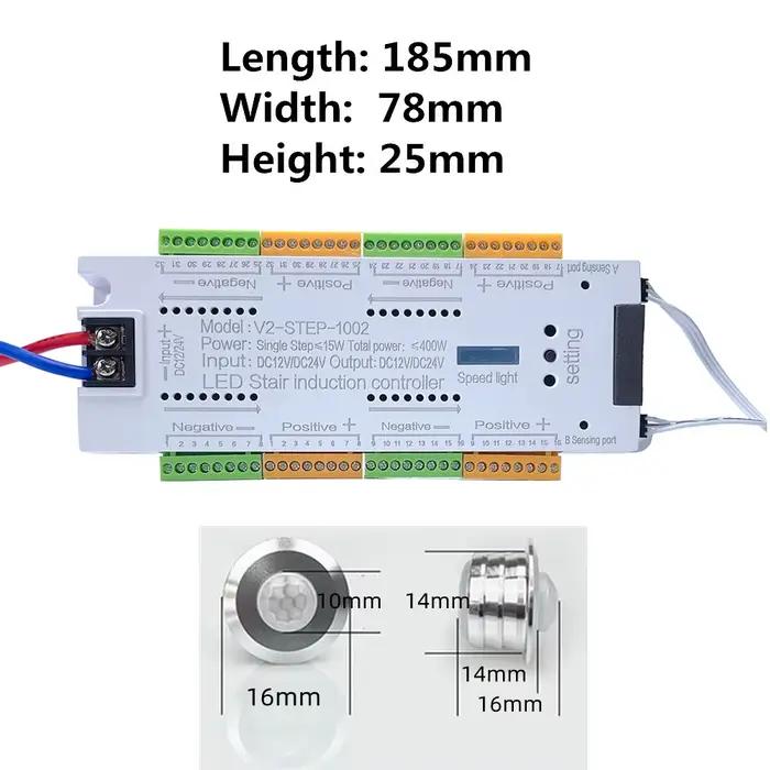 Bande lumineuse LED avec capteur de mouvement PIR pour escaliers, 12V, SMD 5050, blanc/blanc chaud,