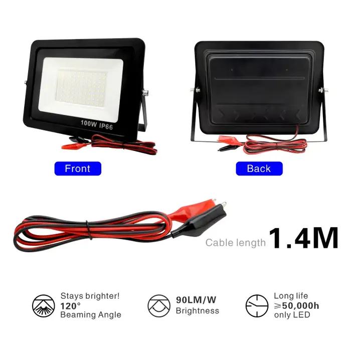 DC12V Led projecteur 20W 30W 50W 100W projecteur extérieur IP66 réflecteur de lumière étanche Portab