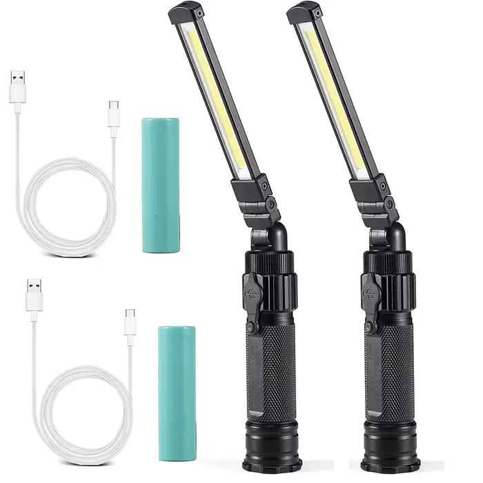 Lampe de travail pliable rechargeable lampe de poche LED ultra lumineuse avec lumière rouge 360 °