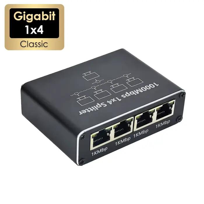 Répartiteur Ethernet 1x4 1000Mbps Gigabit RJ45 Cat6 LAN Internet 1 entrée 4 sorties coupleur d'exten