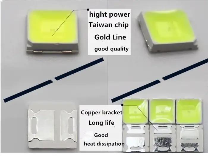 100 pièces SMD LED 2835 puce 0.5W 1W 3V 6V 9V 18V 36V 140LM 4000K perles blanches lumière blanche ch