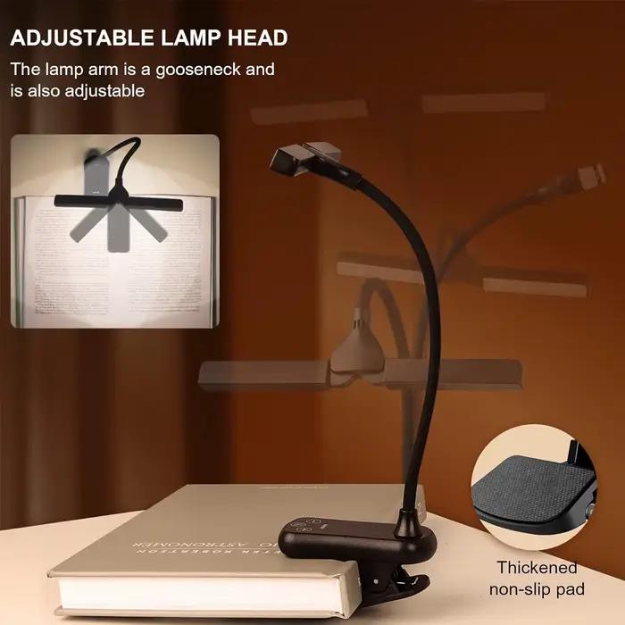 Nouveau 3 couleurs 8 luminosité 14 LED pince sur livre lumière Usb Rechargeable veilleuse Portable l