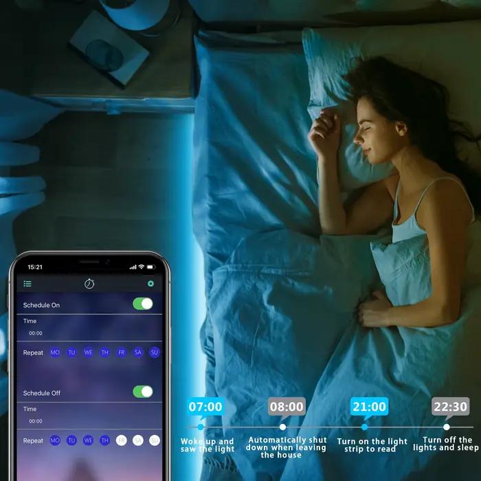Bande Néon LED RGB USB DC5V, 1/2/3/4/5m, Étanche IP65, Application Bluetooth et Télécommande pour Éc