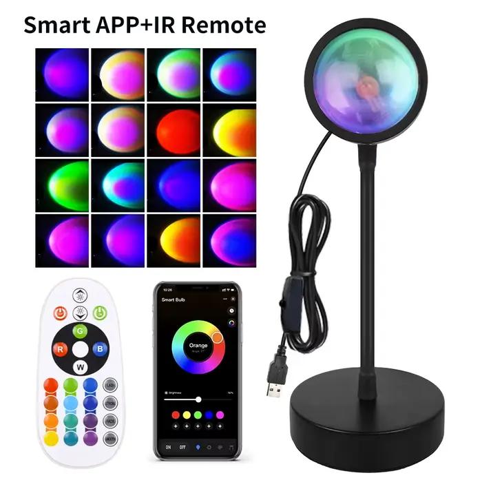 Lampe de coucher de soleil intelligente Tuya LED veilleuse USB RGB Smart Life APP Projection à dista