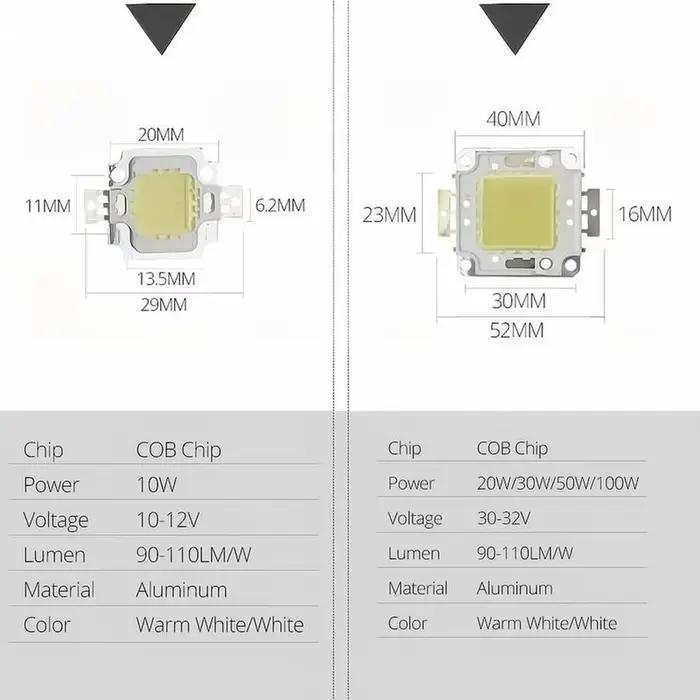 3/pcs haute luminosité LED perles puce 100W 50W 30W 20W 10W LED COB puce blanc chaud blanc pour bric