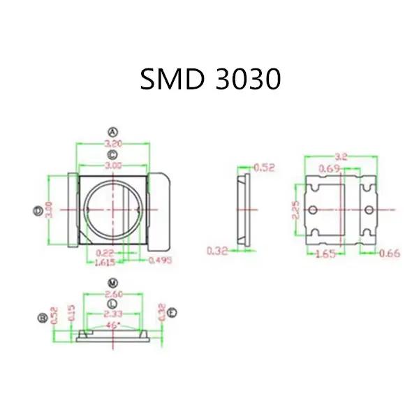 100 pièces SMD LED 2835 puce 0.5W 1W 3V 6V 9V 18V 36V 140LM 4000K perles blanches lumière blanche ch