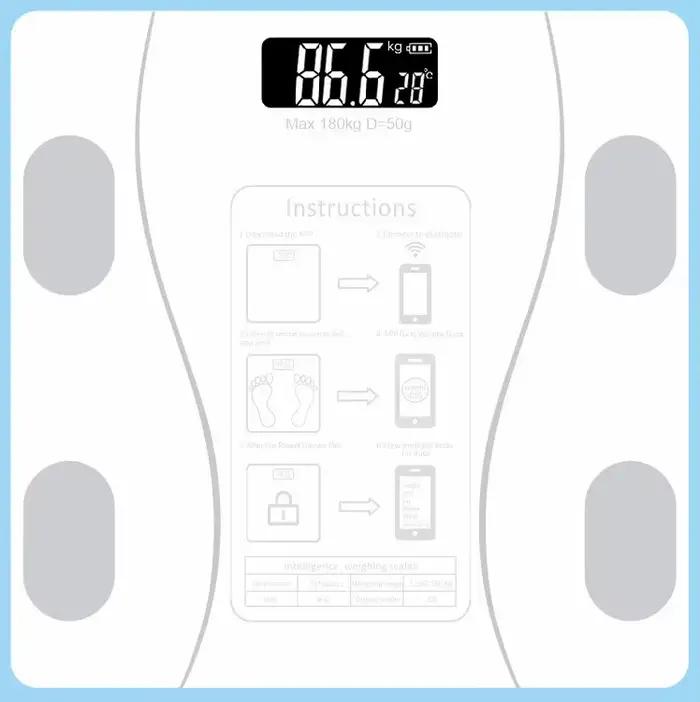 Balance de graisse corporelle intelligente sans fil, numérique, pour salle de bain, analyseur de Com