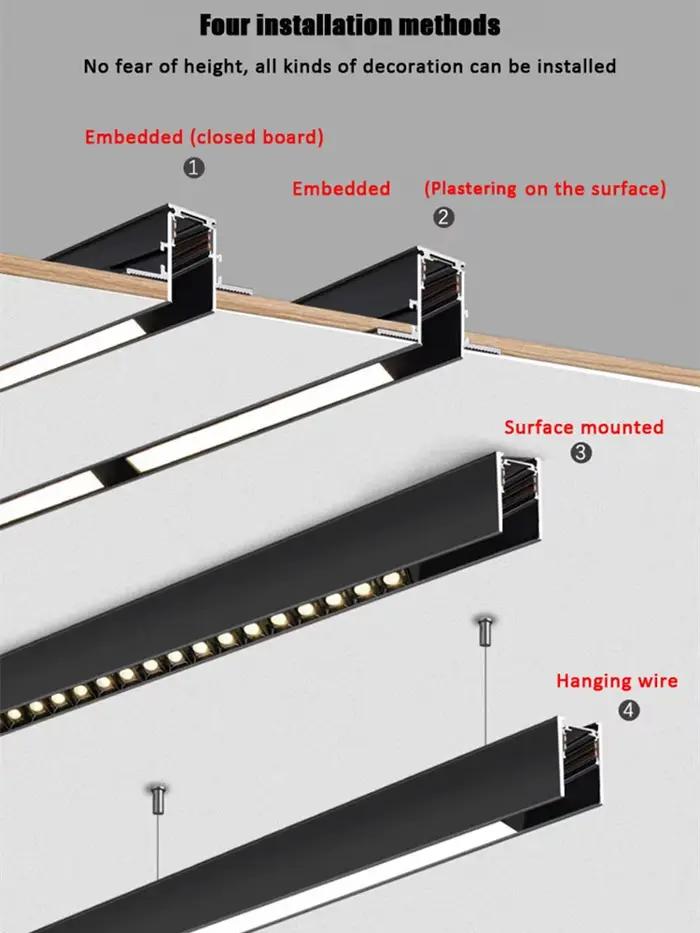 Lampes sur rail magnétiques encastrées modernes Design lampe à LED système de plafond sur rail magné