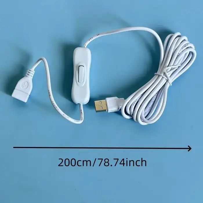 Rallonge de câble USB de 2M, avec interrupteur marche/arrêt, Extension de câble USB, ligne USB, adap