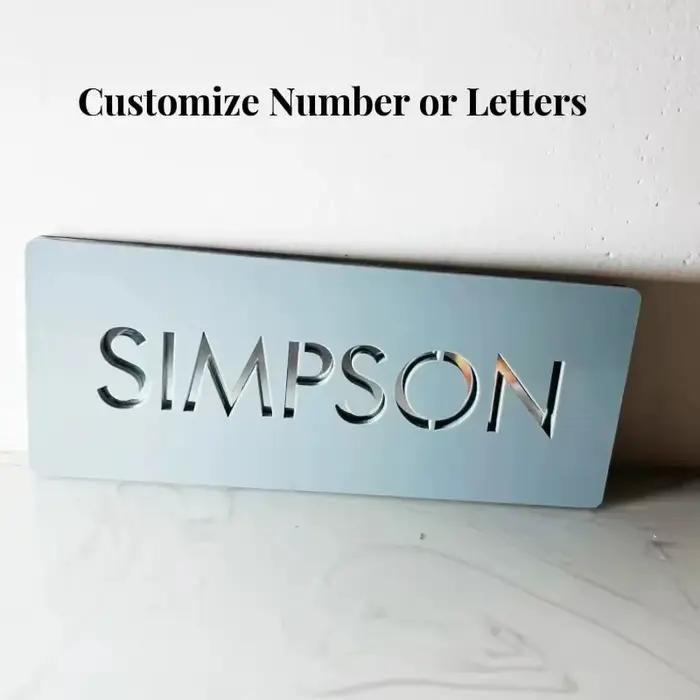 Plaque de numéro de maison en acrylique gris noir, personnalisée, personnalisée, pour intérieur et e