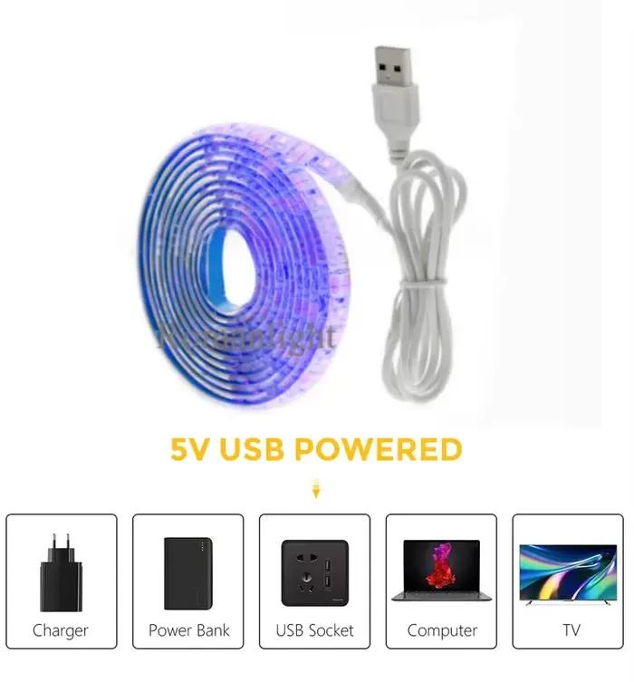 Bande lumineuse LED 5V USB avec interrupteur Décoration Bande étanche pour maison Rétro-éclairage 1M