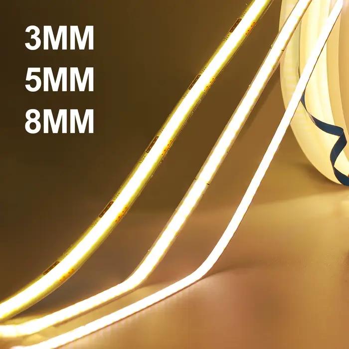Bande LED COB 12V 320 LED/M, largeur 3MM 5MM 8MM, flexible, ruban lumineux LED FOB, RA90, éclairage