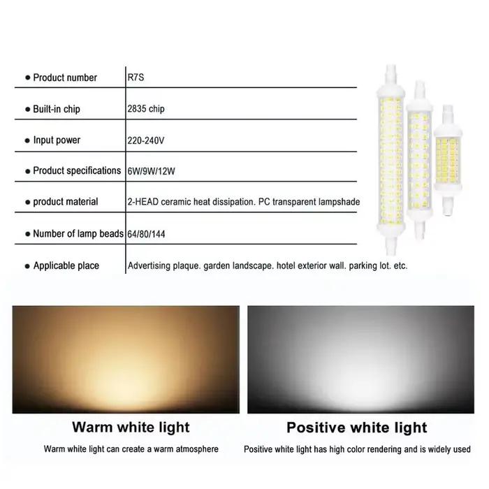 R7S LED 78mm 118mm 135mm r7s ampoule 6w 9w 12w SMD 2835 Lampada lampe à LED 220V maïs lumière rempla