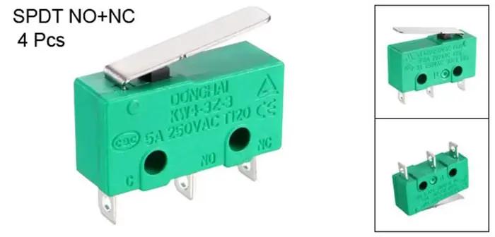 Micro interrupteur de fin de course KW4-3Z-3 SPDT NO NC, 3 bornes, levier droit court momentané, acc