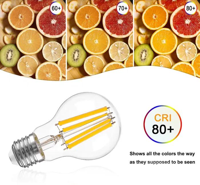 Hcnew A19 E27 Ampoules LED Edison 12W 1521Lumen, lampe à filament à intensité variable, remplacement