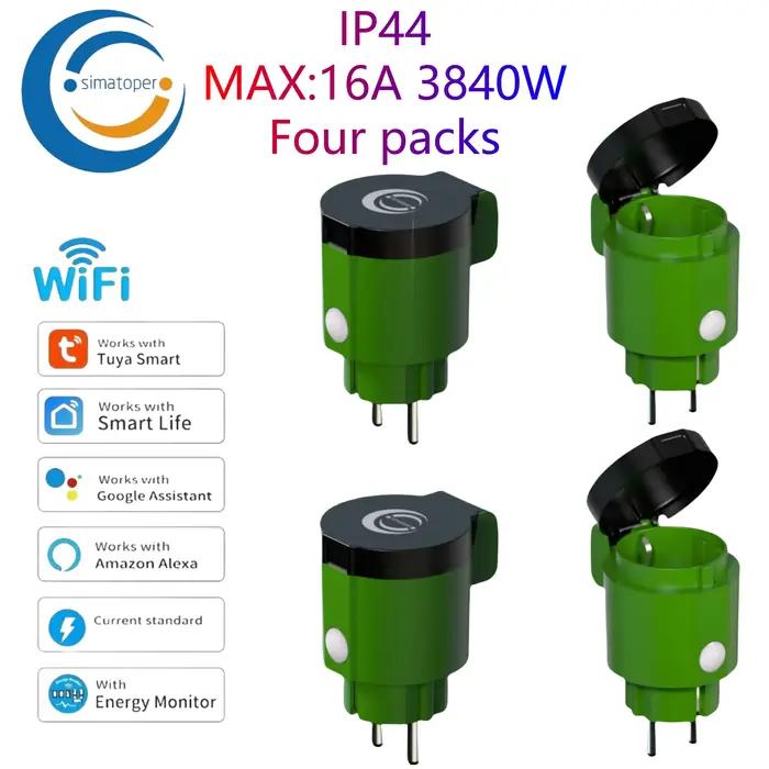 Simatoper 4 prises WiFi extérieures, IP44, double prise, application Smart Life, surveillance de la