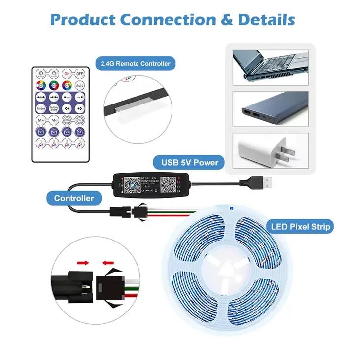WS2812B contrôleur Bluetooth musique APP contrôle pour Pixel LED bande lumineuse SK6812 WS2811 WS281
