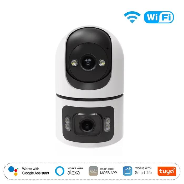 Moes Tuya WiFi caméra intelligente intérieure 4MP objectif double écran 2.4G/5G Vision nocturne infr