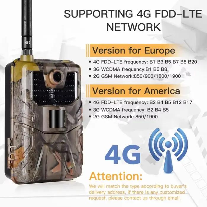 4G FTP MMS SMS Email 20 MPTrail caméra faune chasse caméras HC900LTE 1080 P 0.3 STrigger infrarouge