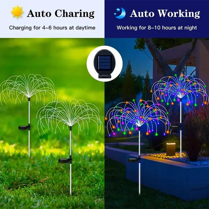 Solaire LED voie lumières extérieur étanche jardin décor feu d'artifice fée solaire pelouse lampe po